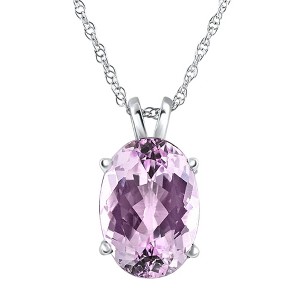 Pompeii3 5Ct Purple Amethyst Oval Pendant 14k Gold Women's Necklace 18" - 1 of 3