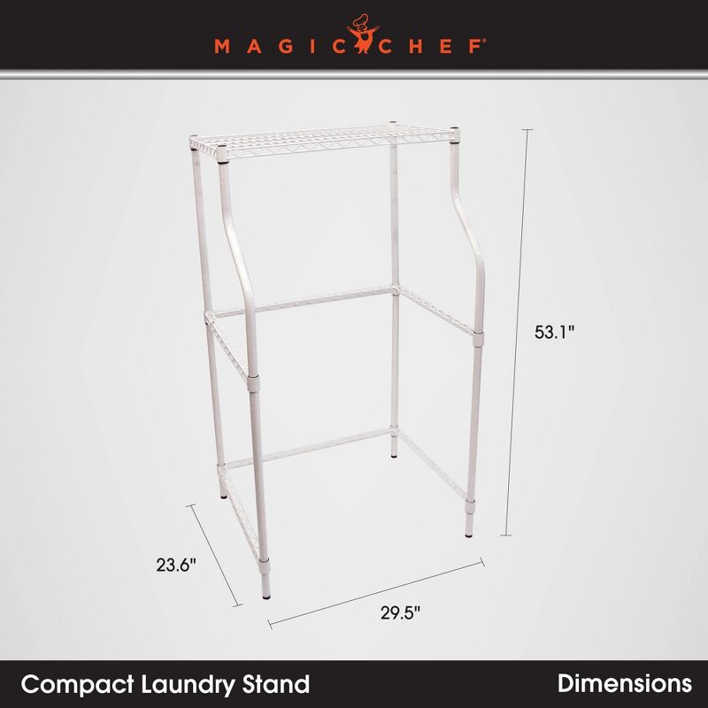 Magic Chef Compact Adjustable Powder Coat Metal Washer Dryer Machine Stacking Laundry Drying Rack Stand, White, 2 of 7