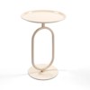 HDZNVF 24 inch Height Lantern shaped Metal End Table, Small Round Side Table, Cream White - 3 of 4