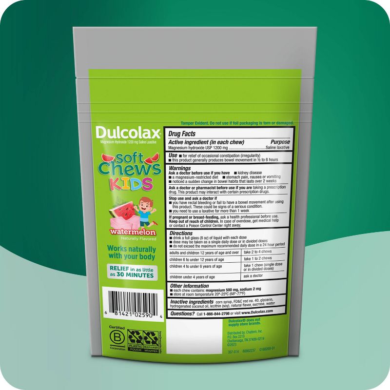 Dulcolax Digestive Soft Chews for Kids - Watermelon - 15ct, 3 of 12