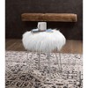 BirdRock Home Round Faux Fur Foot Stool Ottoman - White with Silver Legs - 2 of 4