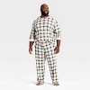 Men's Plaid Ribbed Holiday Matching Family Pajama Pants - Wondershop™ Cream - 3 of 4