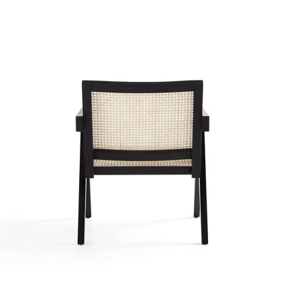 Hamlet Black and Natural Cane Wood Accent Armchair