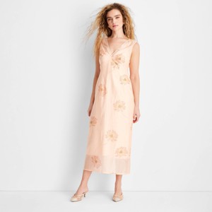 Women's Slip Midi Dress - Future Collective Light Pink Floral - 1 of 3