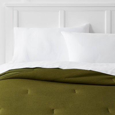 Full/Queen Microfiber Micro Texture Comforter Olive - Room Essentials™