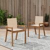 Set of 2 Acacia Wood Outdoor Dining Chairs with Mesh Seating, Weather-Resistant Patio Armchairs for Garden and Poolside, Teak Finish-Coolbibila - 3 of 4