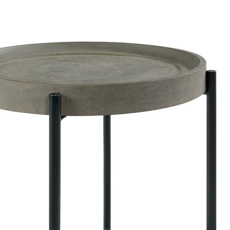 20&#34; Brookline Round Wood with Concrete Coating End Table Concrete Gray - Alaterre Furniture, 5 of 7