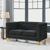 Velvet Buttons Tufted Square Arm 2-Seater Sofa with Metal Legs and Copper Nailhead Trim for Living Room, Bedroom - 2 of 4