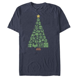 Men's Nintendo Christmas Tree Mosaic T-Shirt - 1 of 4