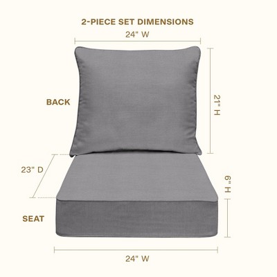 Heathered Solid Grey Outdoor Deep Seating Cushion Set