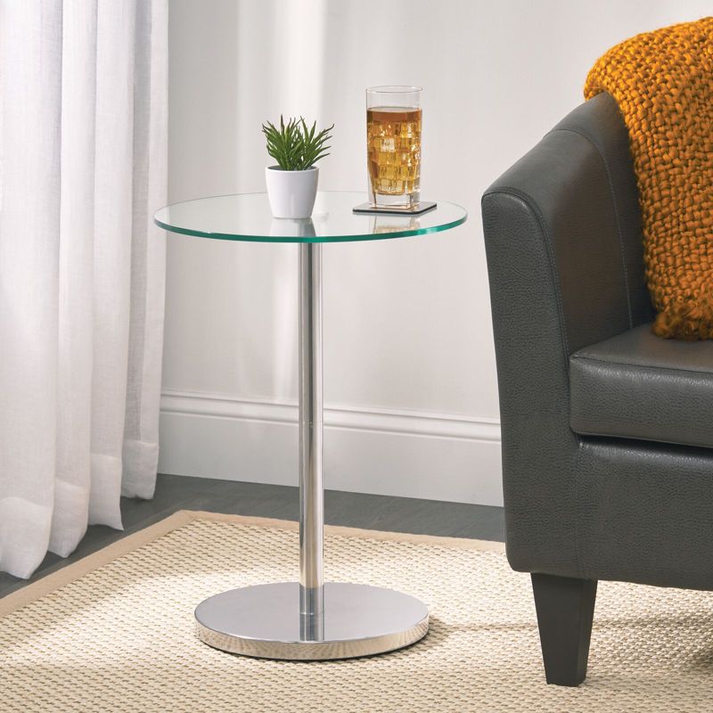 mDesign Metal/Glass Top Round Accent Side/End Drink Table Furniture, 5 of 8
