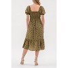 August Sky Women's Polka Dot Puff Sleeve Pleated Front Midi Dress - 2 of 4