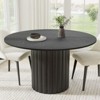 PexFix 52" Solid Wood Round Dining Table Kitchen Table for 4-6 with Tabletop and Fluted Cylindrical Base for Living/Dining Room Coffee Office Black - 2 of 4