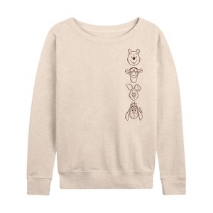 Women's - Winnie the Pooh - Tigger Piglet Pooh Eeyore Lightweight French Terry Wide Neck Long Sleeve Shirt - 1 of 4