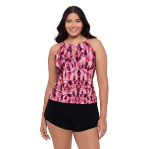 Trimshaper Women's Chloe High Neck Keyhole Swimsuit Top - 1 of 3