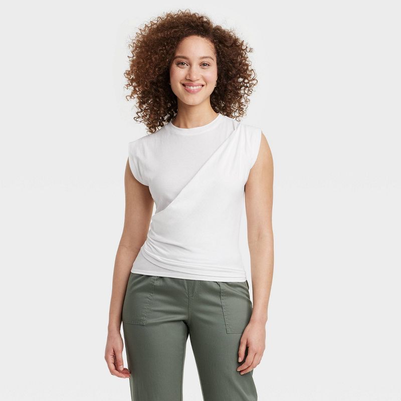  Women's Slim Fit Drape Wrap T-Shirt - A New Day™, 1 of 8