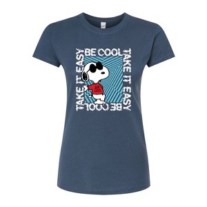 Women's - Peanuts - Be Cool, Take It Easy Snoopy Fitted Graphic T-Shirt - 1 of 3