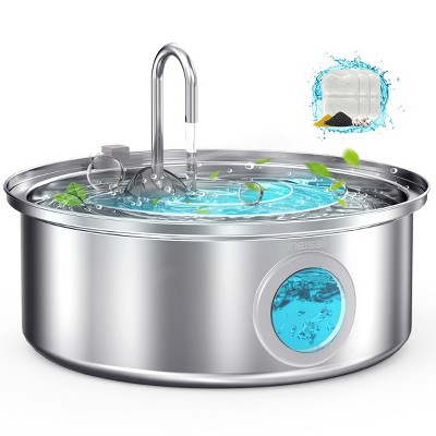 Oneisall PWF-002-B 7L Stainless Steel Dog Fountain - Quiet, Triple Filtration & Water Level
