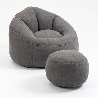 NicBex Bean Bag Chair Floor Chair with Padded Foam Padding Compressed Bean Bag, Upholstered Footrest for Living Room, Bedroom