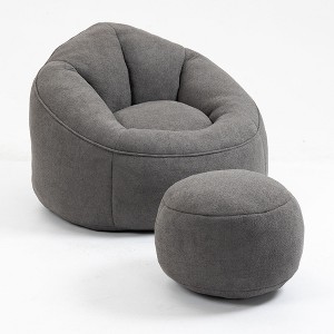 NicBex Bean Bag Chair Floor Chair with Padded Foam Padding Compressed Bean Bag, Upholstered Footrest for Living Room, Bedroom - 1 of 4