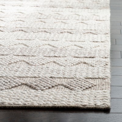 Ivory Braided Hand-tufted Wool Rectangular Area Rug 3' x 5'