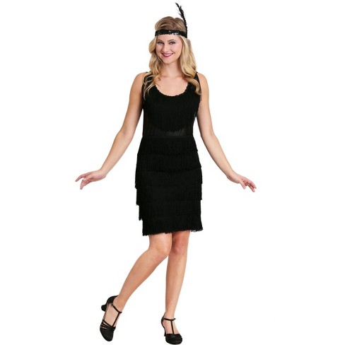 ZAPAKA-1920 Zapaka Black 1920s Sequined Flapper Dress, Knee Length Vintage Holiday Party Dresses, Black / L