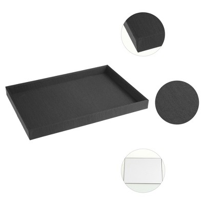 Black Fabric Flat Tray Jewelry Organizer with Removable Dividers