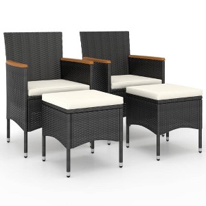 vidaXL Garden Chair And Stool Set of 4 Black, Cream White - 1 of 4