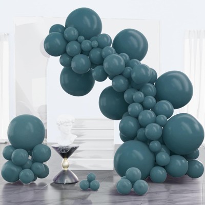 PartyWoo Balloons Petrol Blue Boho Retro 18 12 10 5 Inch 100 pcs