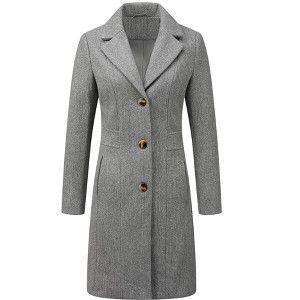 INSPIRE CHIC Women's Single Breasted Notched Lapel Long Winter Coats - 1 of 4