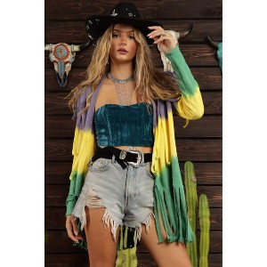 Women's Mardi Gras Tie Dye Cardigan - Blue Buttercup - 1 of 3