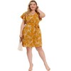 Agnes Orinda Women's Plus Size V Neck Floral Tie Waist Mini Dressy A Line Dresses - 3 of 4