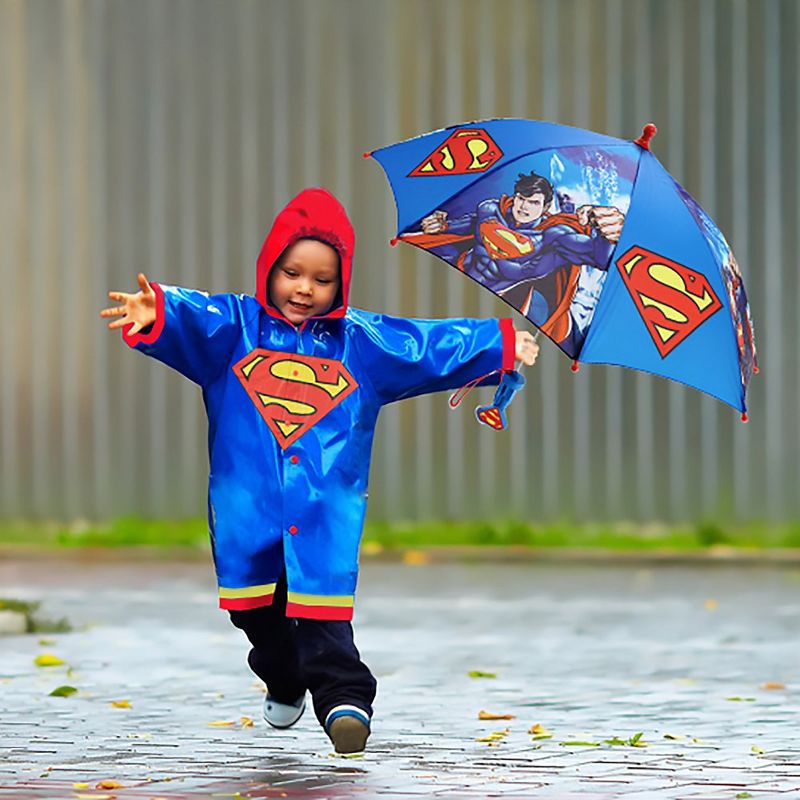 Superman Boy's Umbrella and Raincoat Set, Toddlers Ages 2-3, 2 of 6