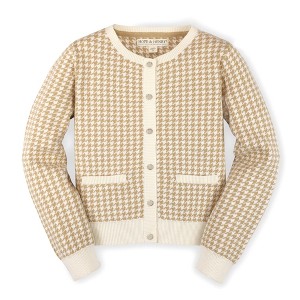 Hope & Henry Girls'  Cotton Long Sleeve Classic Houndstooth Cardigan Sweater, Infant - 1 of 4
