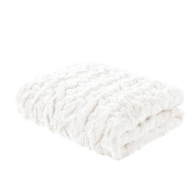 50"x60" Ruched Faux Fur Throw Blanket Ivory