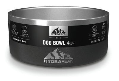 Hydrapeak Non Slip Stainless Steel Dog Bowl 8 Cup Black