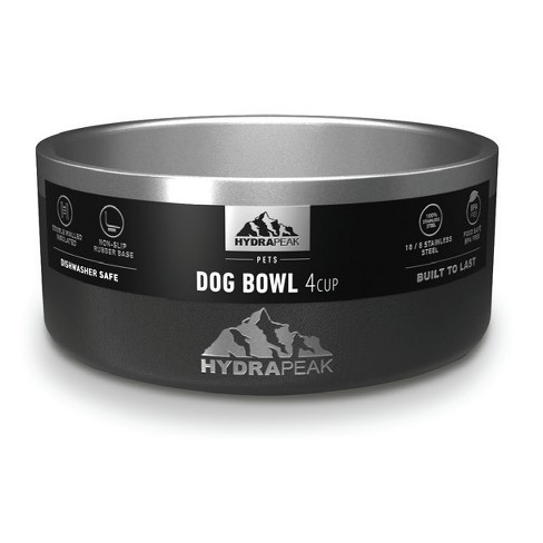 Hydrapeak Non Slip Stainless Steel Dog Bowl 4 Cup Black