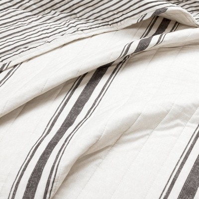 Lush Decor 3pc Full/Queen Farmhouse Striped Reversible Quilt Bedding Set Black - Lush Décor: Comforter Alternative, Cotton & Microfiber — фото 4
