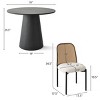Dwen+Milan 3pcs Round Table Set with 2 Chair, 35" Round Table with 2 Bouclé Fabric Rattan Chair for Living room, Dining Room - Maison Boucle - 2 of 4