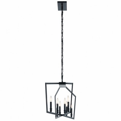 Modern Black Steel Cage 42" Ceiling Chandelier