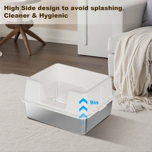 COZONY Stainless Steel Litter Box with Lid, Extra Large High Sided Cat Litter Tray with Anti-Slip Mat & Scoop - 1 of 4