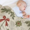 FIONECA Rustic Christmas Decor Blanket with Holly Bow Snowflake and Ornament Pattern Warm Cozy Holiday Throw 30x40 inches - 4 of 4