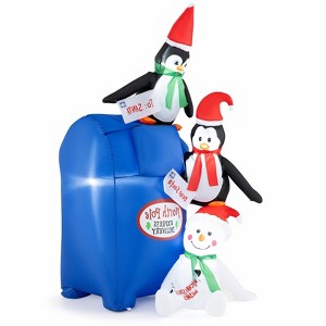 Gymax 6 Feet Xmas Blow up Pre-Lit Letters to Santa Mailbox w/ Penguins & Snow Man Perfect Decoration for Indoor & Outdoor - 1 of 1