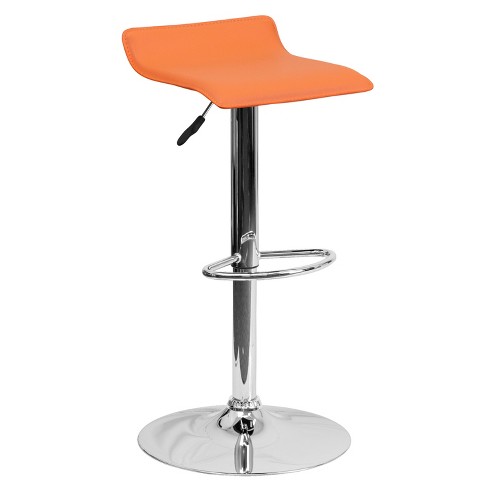 Flash Furniture Contemporary Orange Vinyl Adjustable Height Barstool NEW 