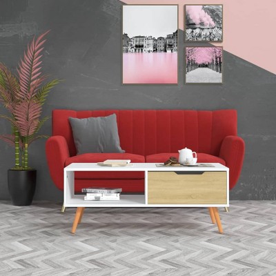 vidaXL Coffee Table White and Sonoma Oak 39.4 in.x19.5 in.x16.9 in. Engineered Wood