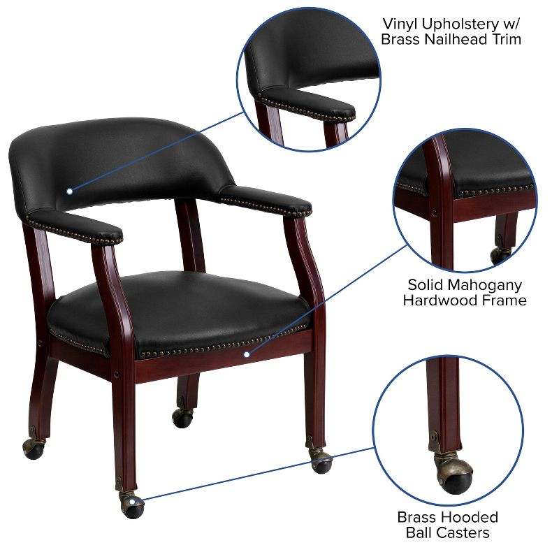 Flash Furniture Conference Chair with Accent Nail Trim and Casters, 3 of 11