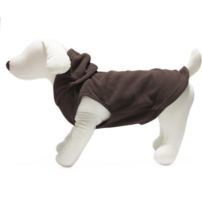 Gooby Fleece Vest Hoody, Large, Brown