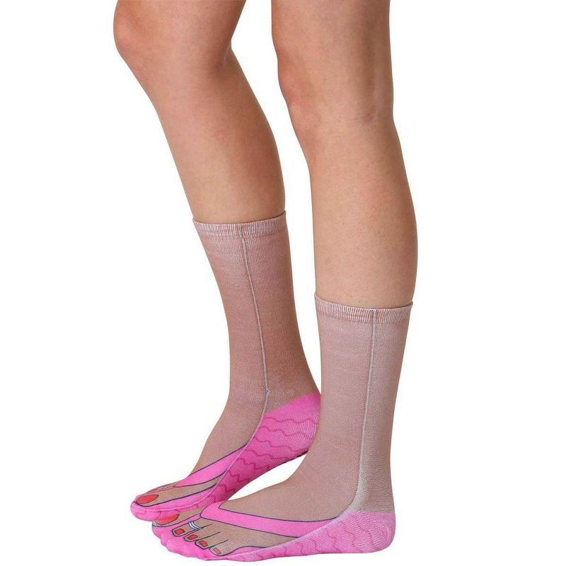 Living Royal Flip Flops (Tan) Photo Print Crew Socks, 1 of 3