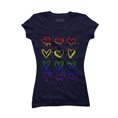 Adult Design By Humans Rainbow Pride Hearts By Classmates T-Shirt