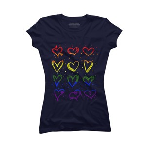 Adult Design By Humans Rainbow Pride Hearts By Classmates T-Shirt - 1 of 2
